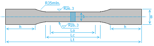 Skizze proportionale Flachzugprobe gem. ISO6892